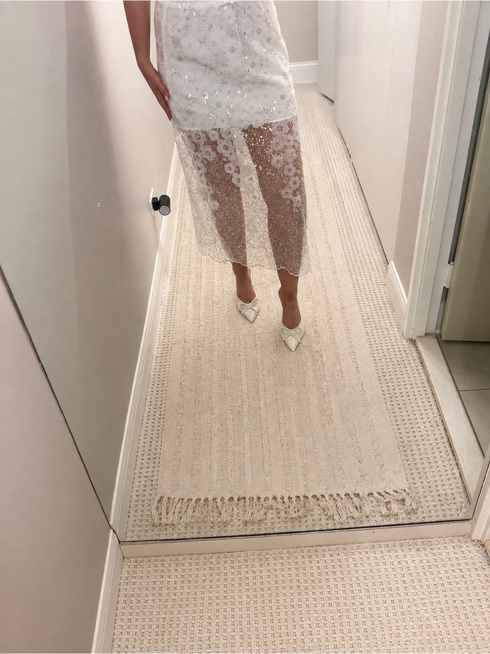Bridal Skirt Beulah Ivory Floral Appliqué Sequin Fabric - Bridal shower